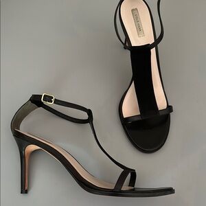 Cole Haan Black Stiletto Heels with T-Strap Design